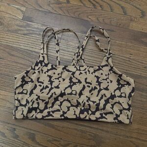 The North Face Dune Sky Strappy Bra Almond Butter Graphic Dye Print L EUC